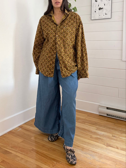 Chemise vintage à motifs cachemire boutonnée L/XL