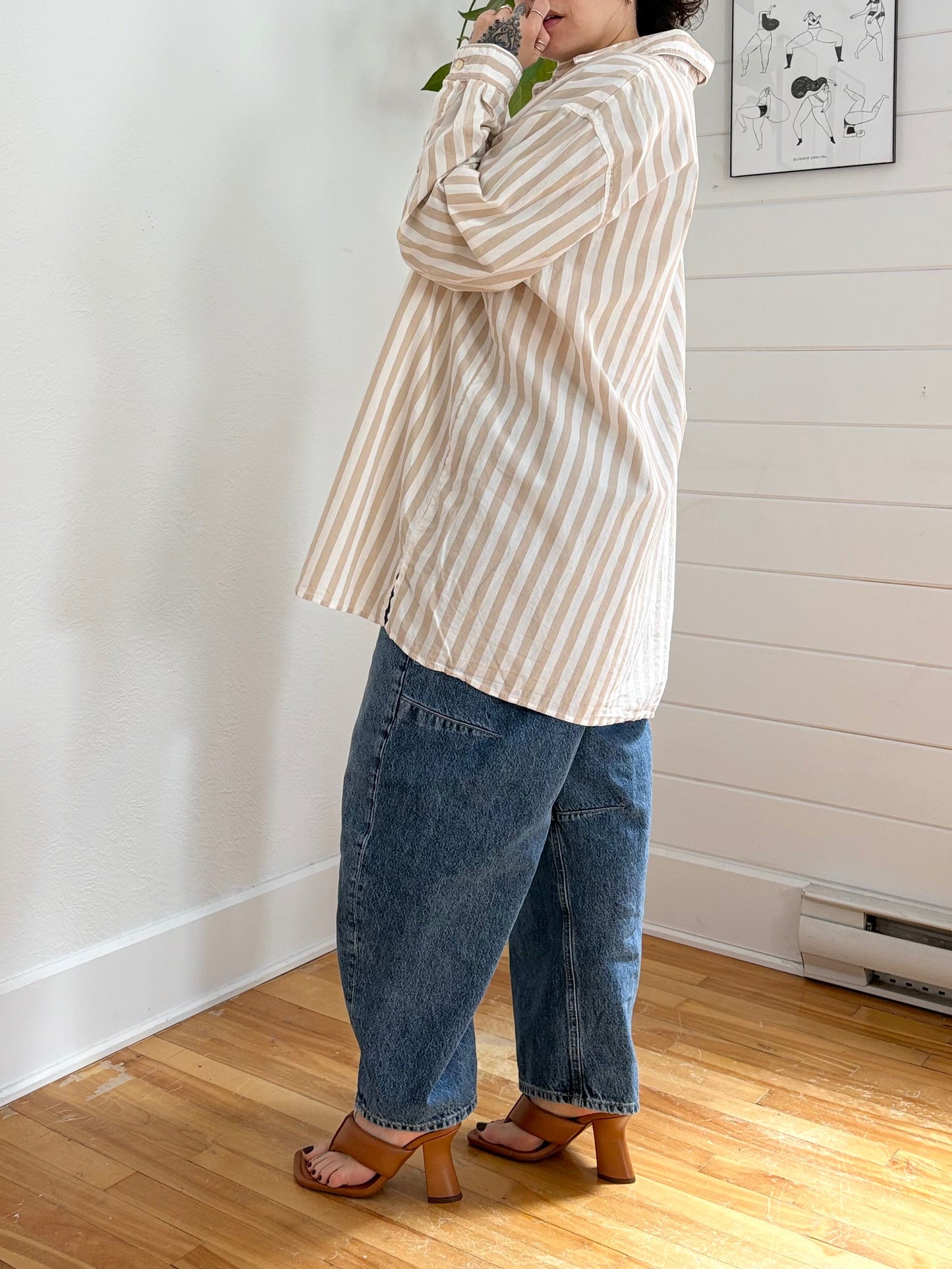 Vintage stripe pyjama style button down 2XL