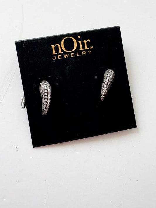Noir NYC pavé gunmetal horn earrings