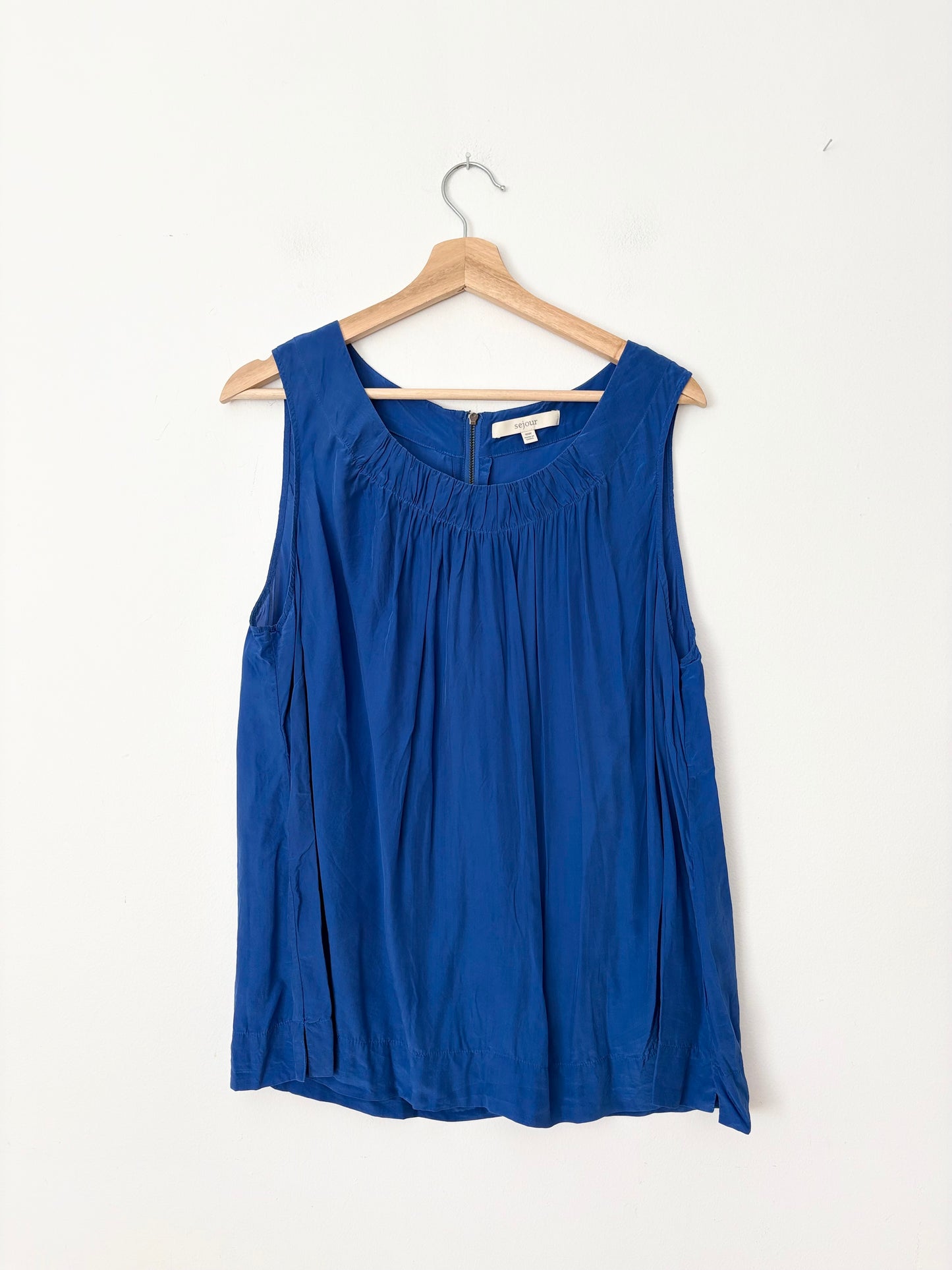 Sejour silk blend gathered tank top XL