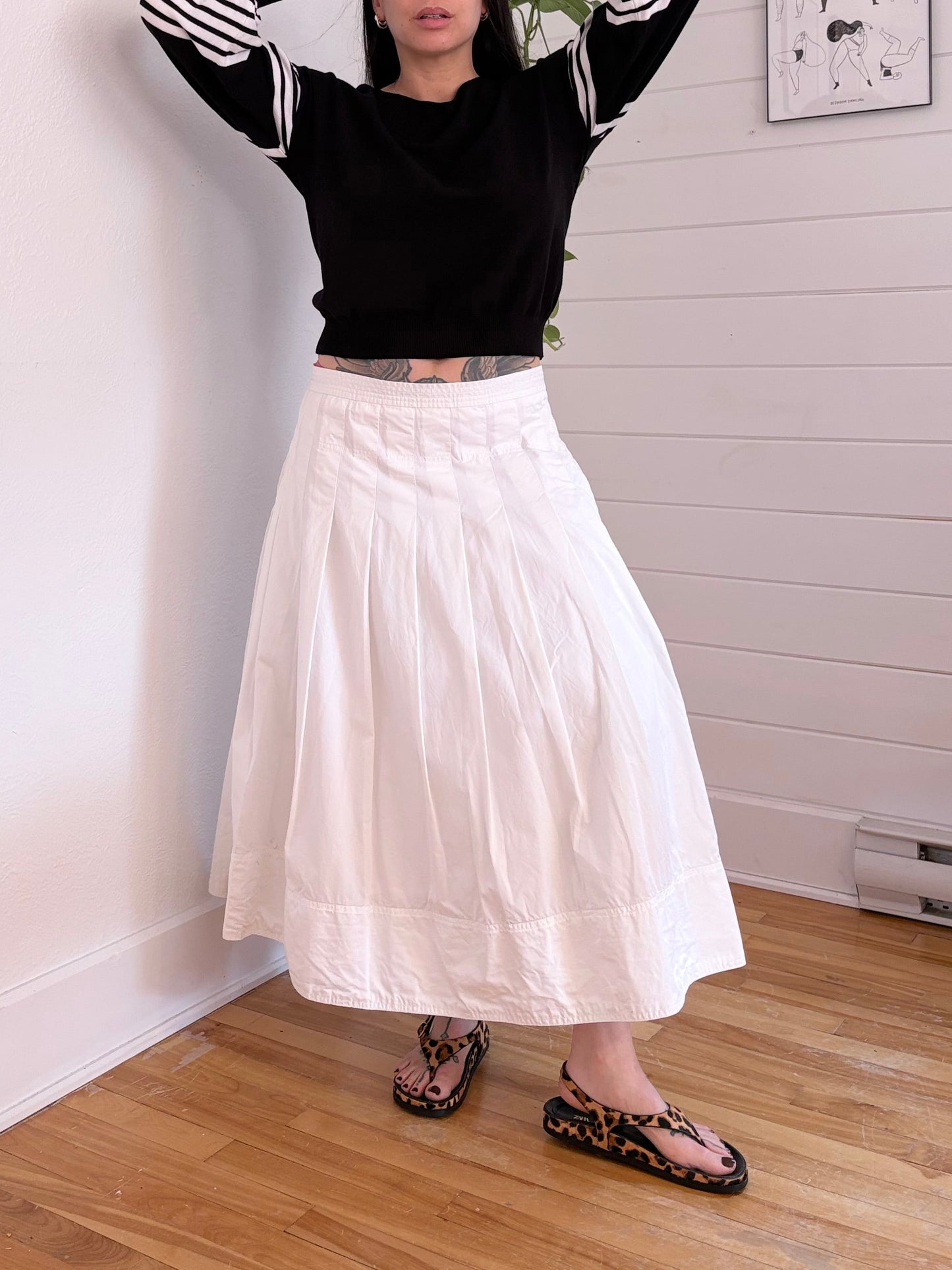Madewell pleated midi skirt in cotton poplin XL