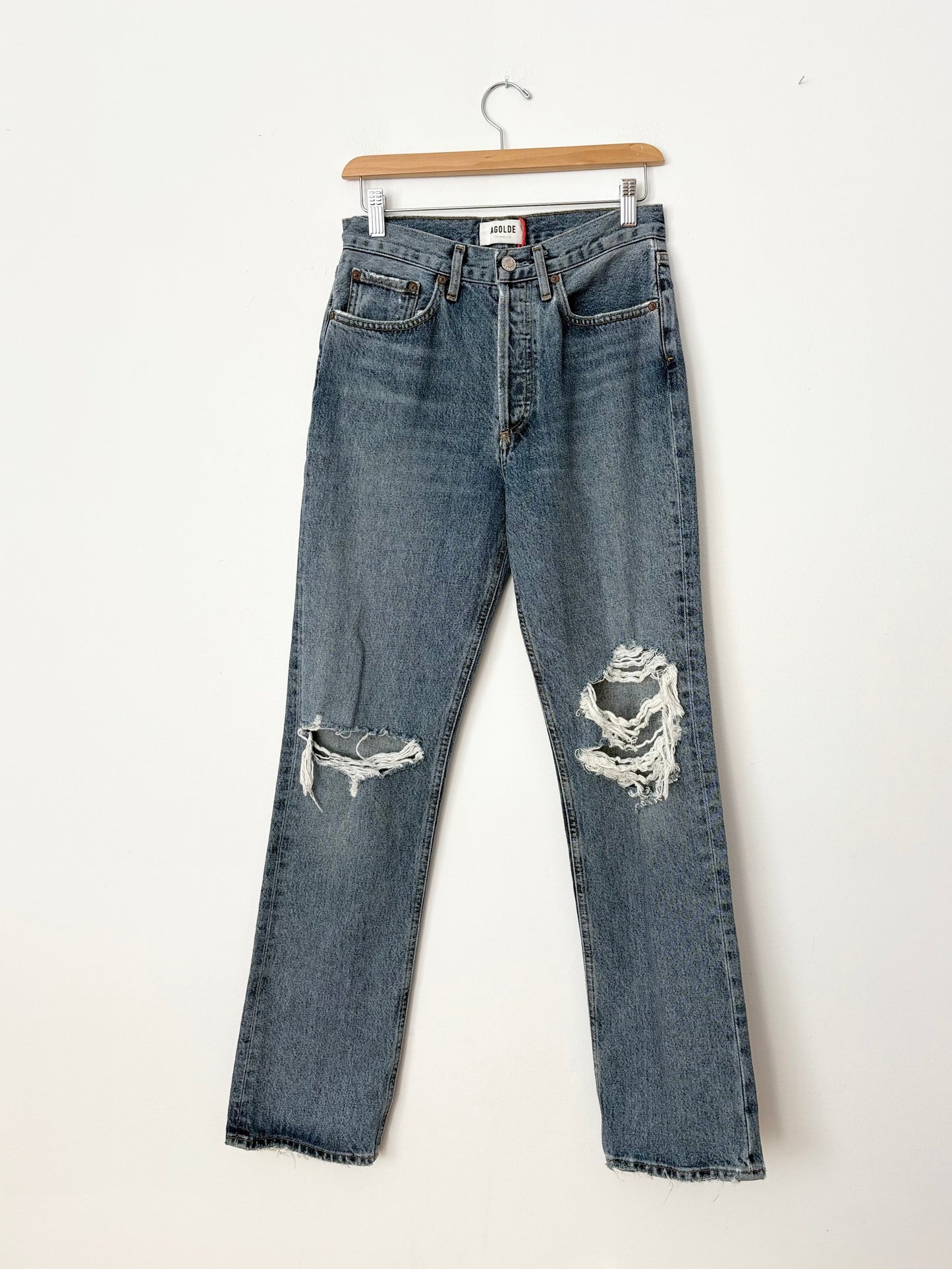 Agolde Lana distressed straight leg jeans W25/26