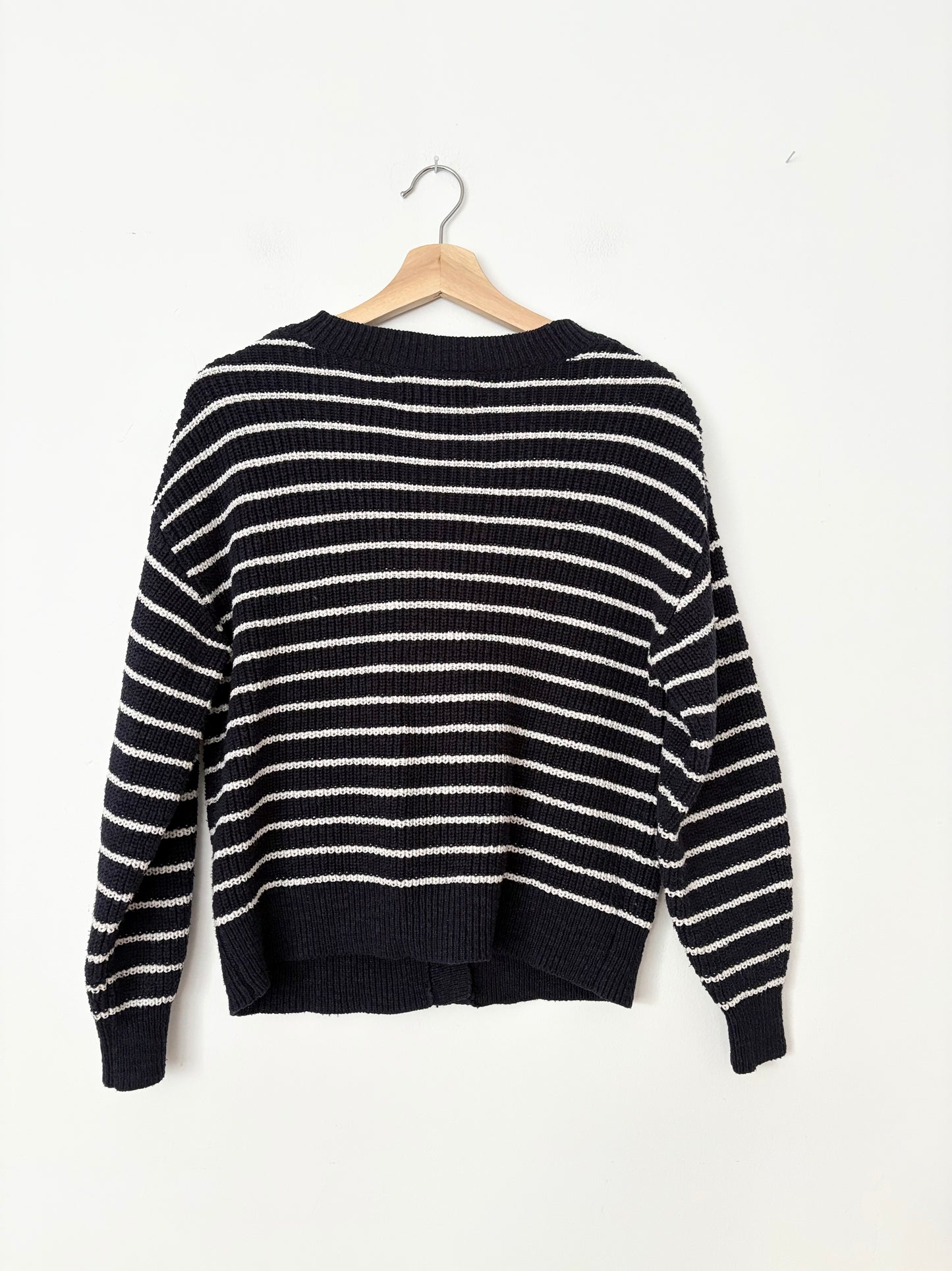 Loft cotton knit stripe cardigan Small