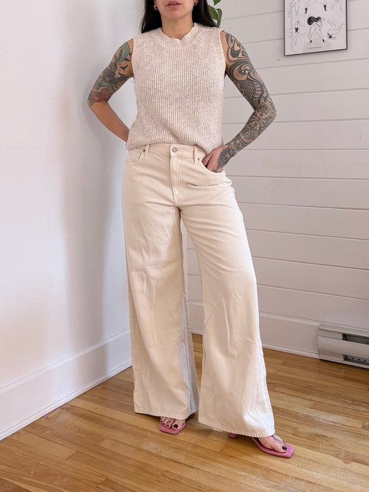 Uniqlo wide leg cream jeans W31/32