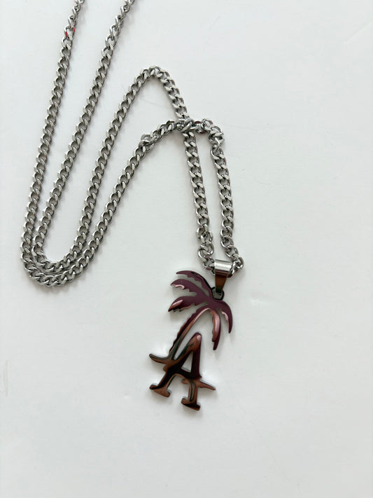Noir NYC <A> palm tree pendant necklace