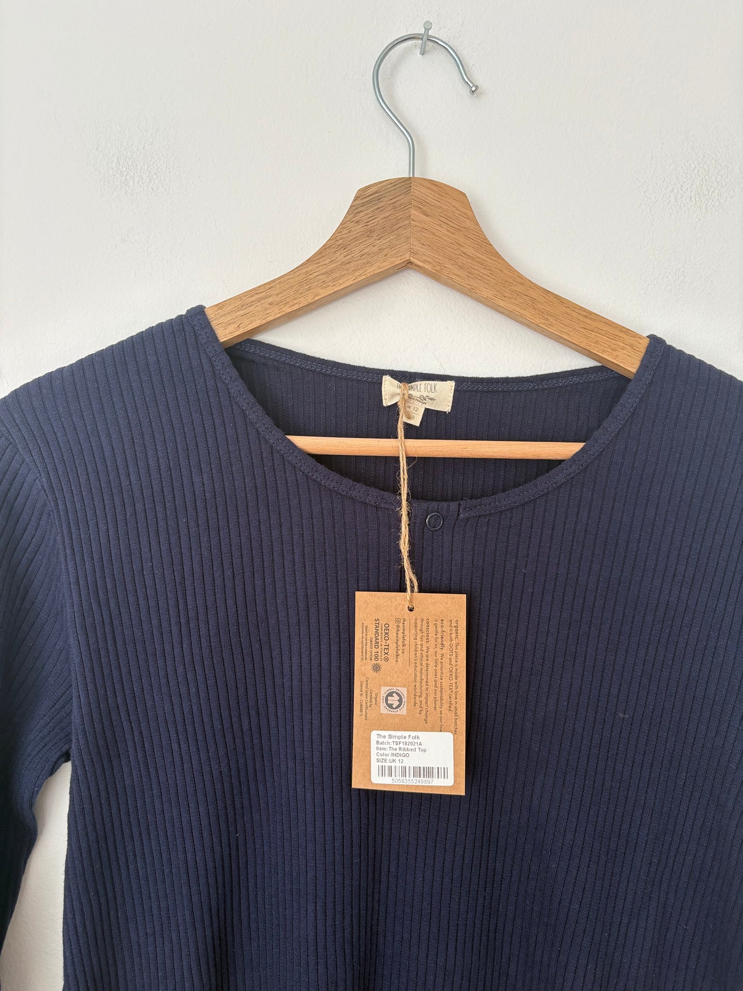 The simple folk ribbed top in indigo *Multiple sizes*