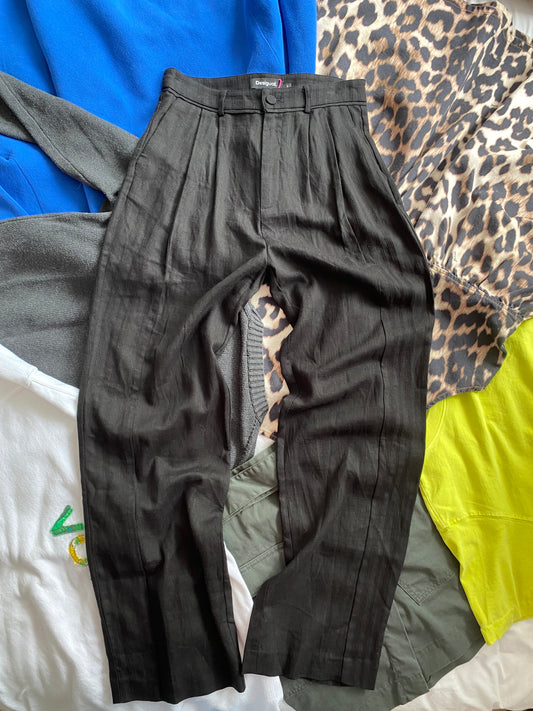 Desigual linen blend rustic tailored trousers Small