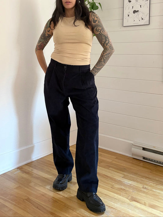 COS navy straight leg corduroy trousers W34