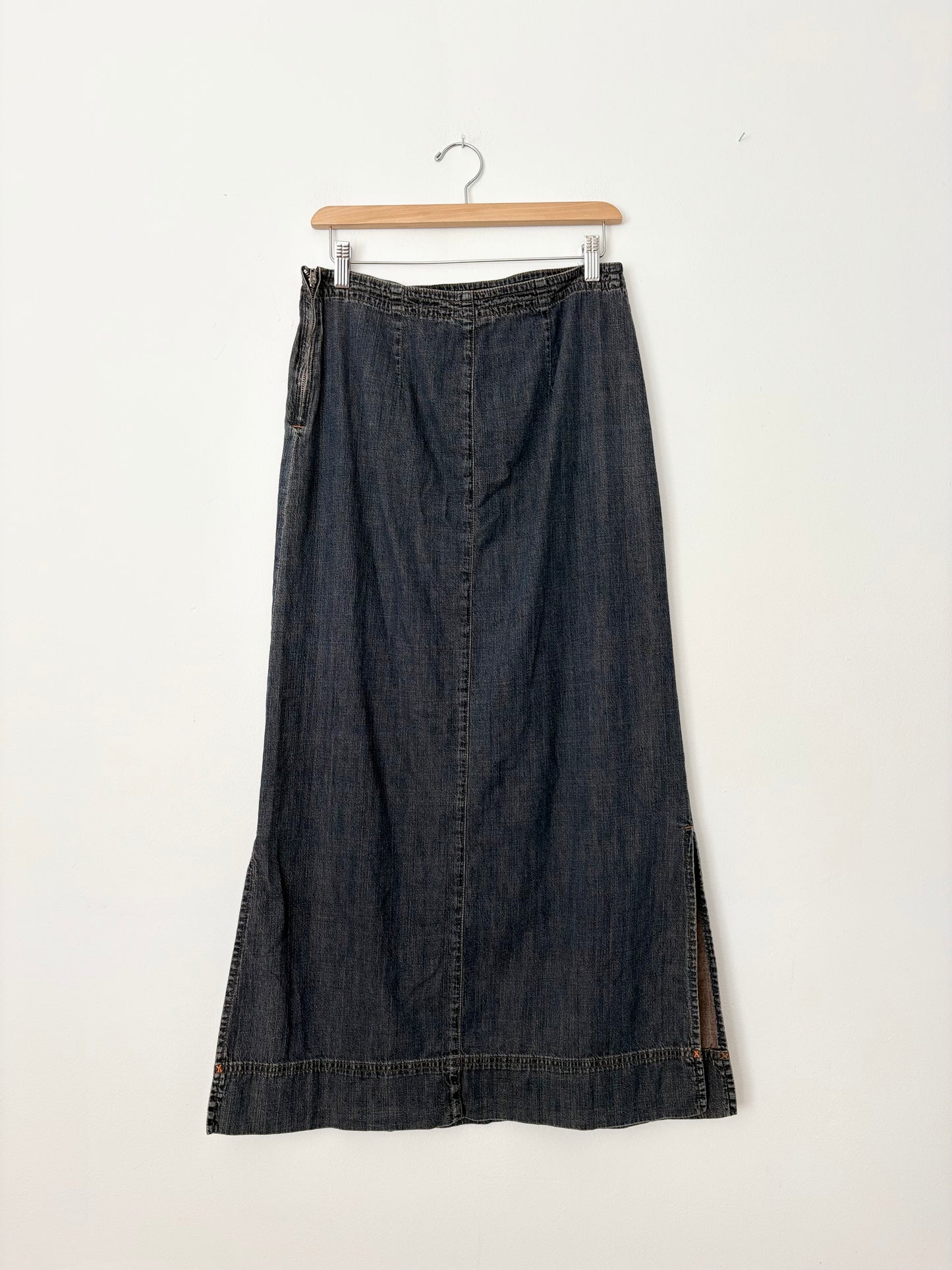 Jupe longue vintage en jean bleu mandy, taille M