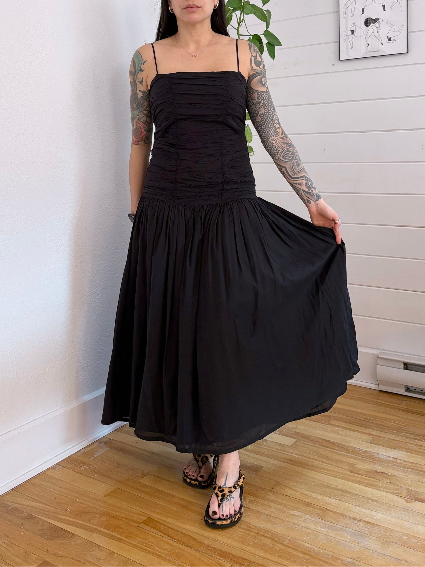 Posse square neckline ruched cut out dress Small