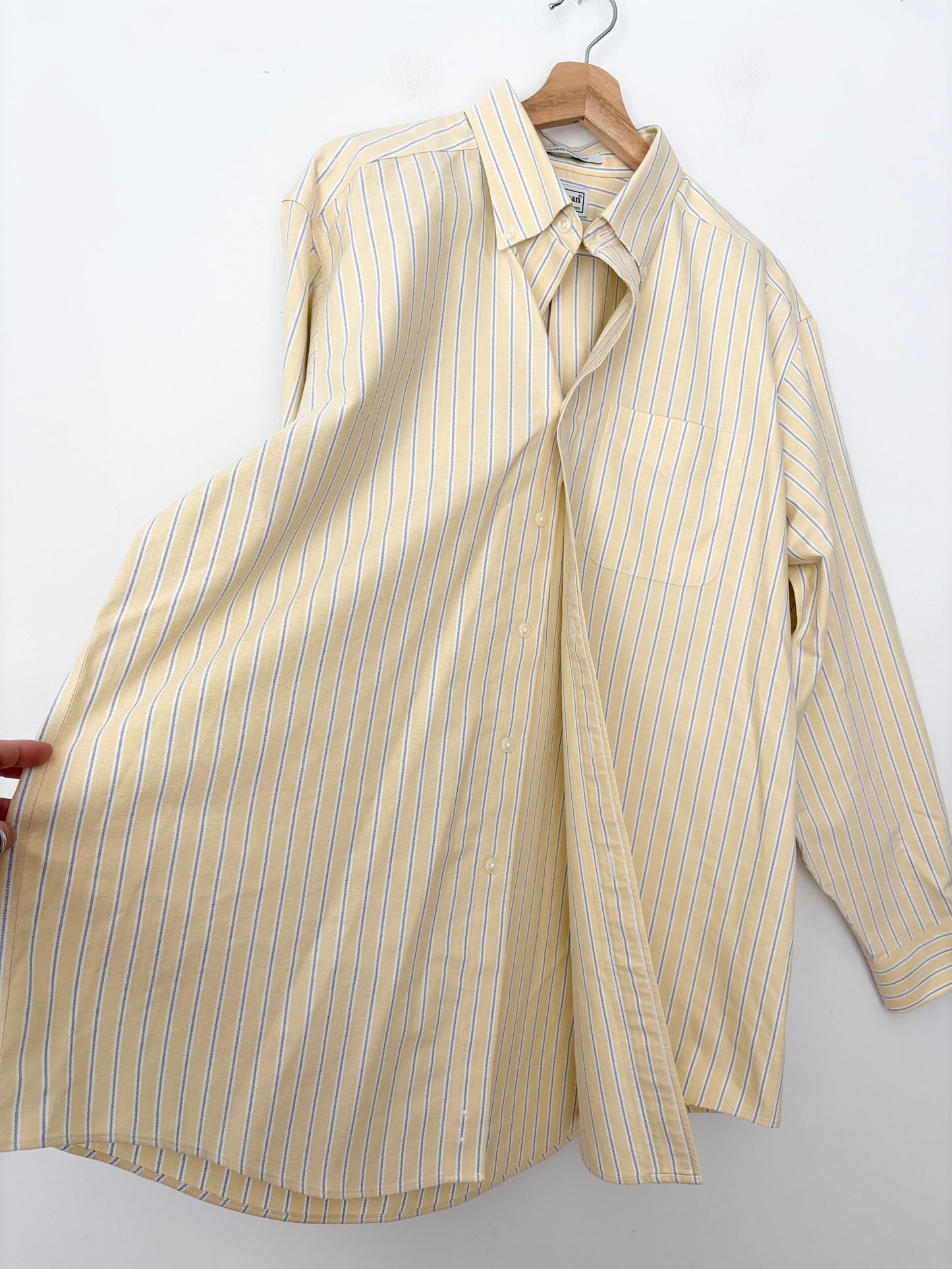 L.L Bean butter yellow stripe button down shirt XL