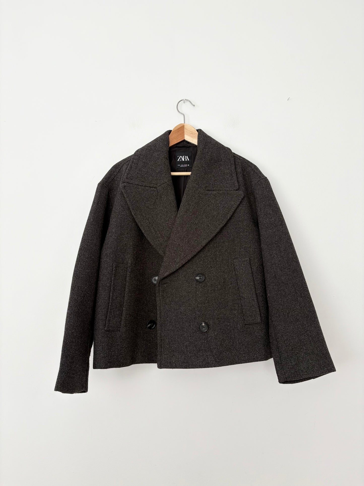 Zara short double breasted coat Medium