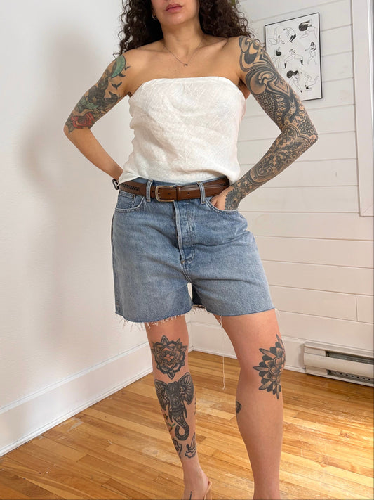 Quince linen white tube top Small