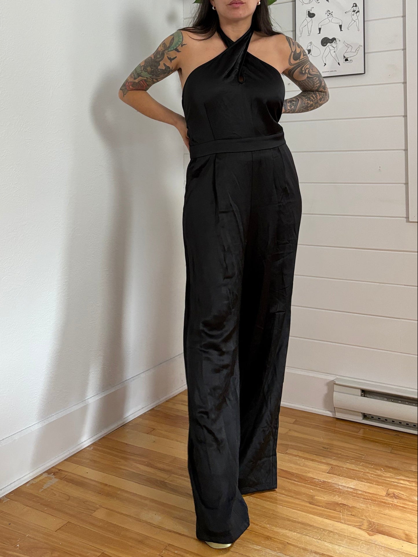 Paige Alimara wide leg satin jumpsuit Large