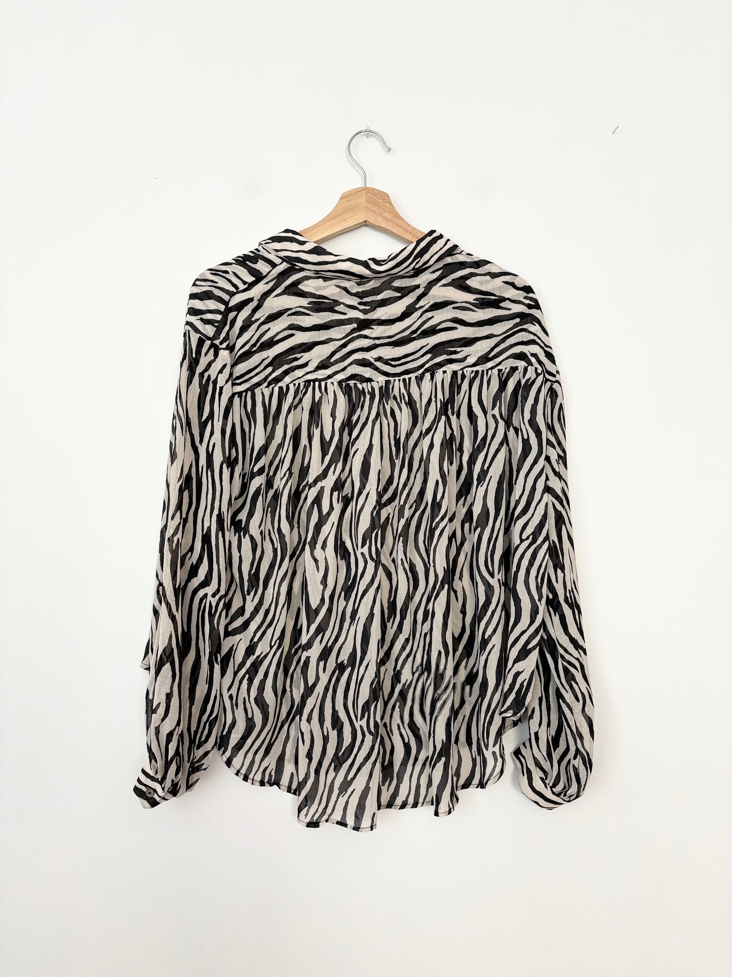 Free People ciara zebra button down shirt M/L