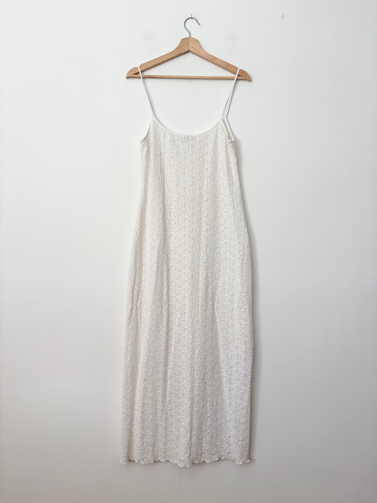 Vintage semi sheer full lace midi dress Large