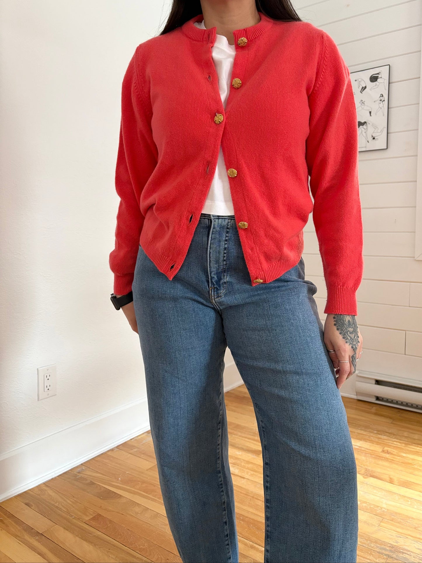 Cardigan vintage en cachemire, taille S/M