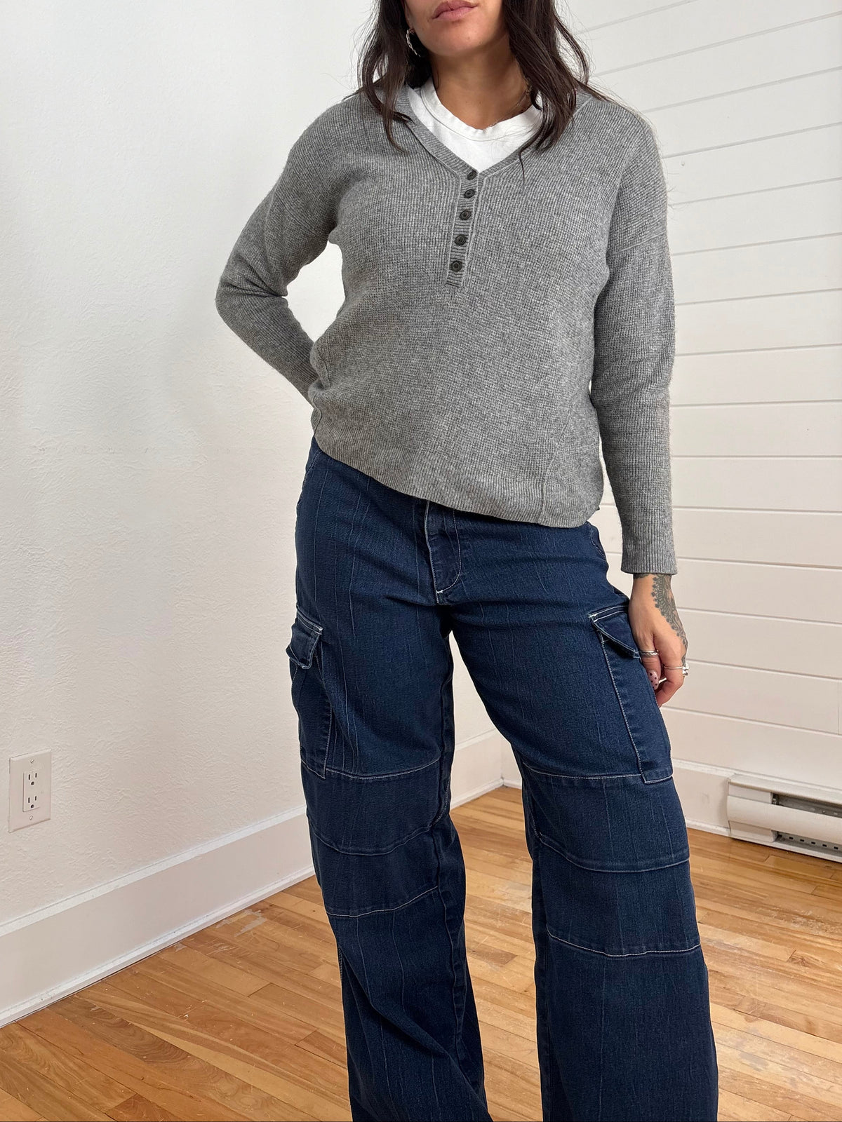 Madewell Asherton wool henley sweater XS