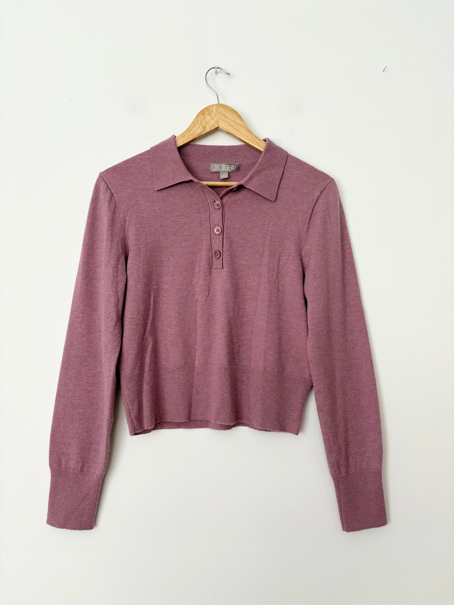 J.Crew Featherweight cashmere-blend long-sleeve polo shirt Medium