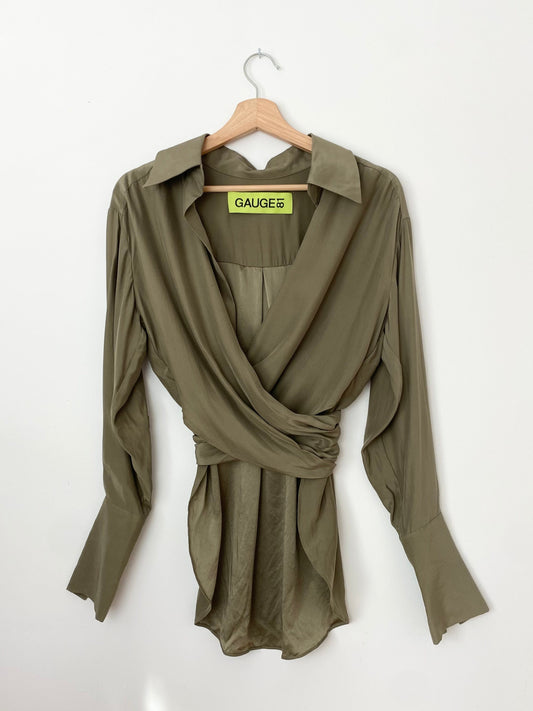 Gauge81 khaki Sabina blouse XS