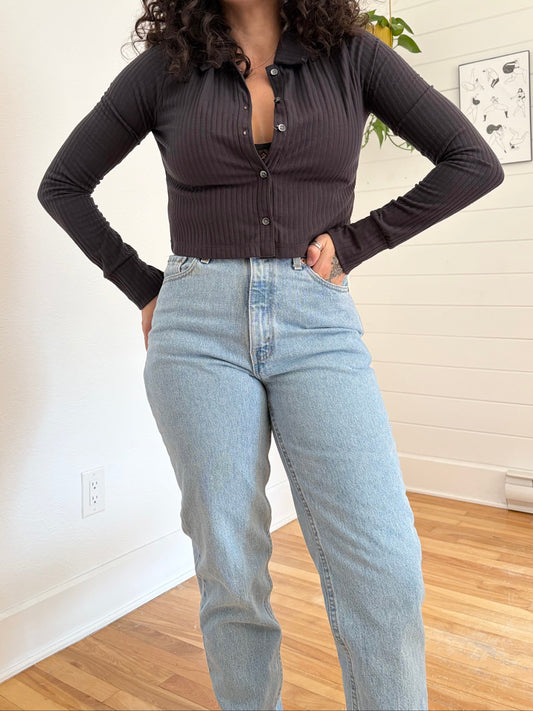 Madewell brushed rib crop cardigan Small
