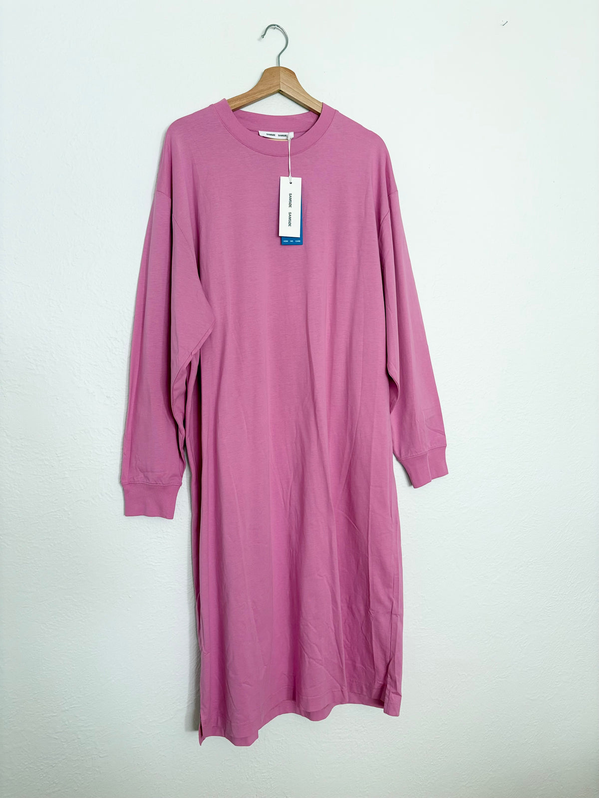 Samsoe Samsoe chrome long sleeve dress in bubblegum Medium