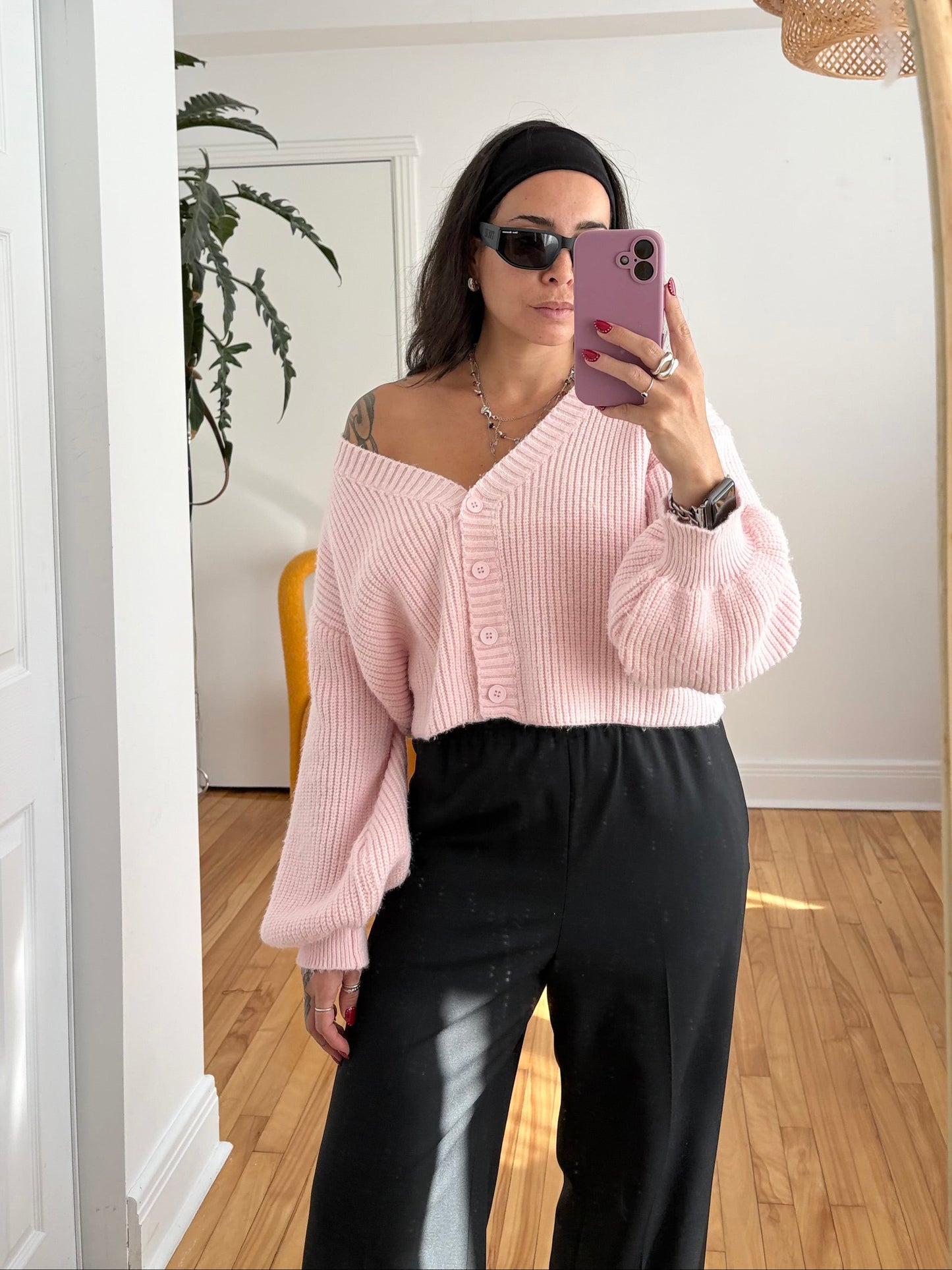 Edikted Sabrina chunky knit crop cardigan S/M