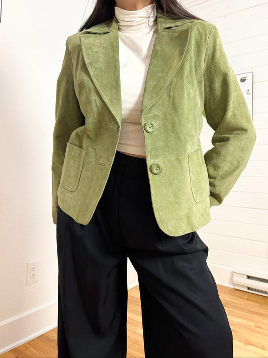 Blazer en cuir vert sauge Mossimo Y2K, taille L