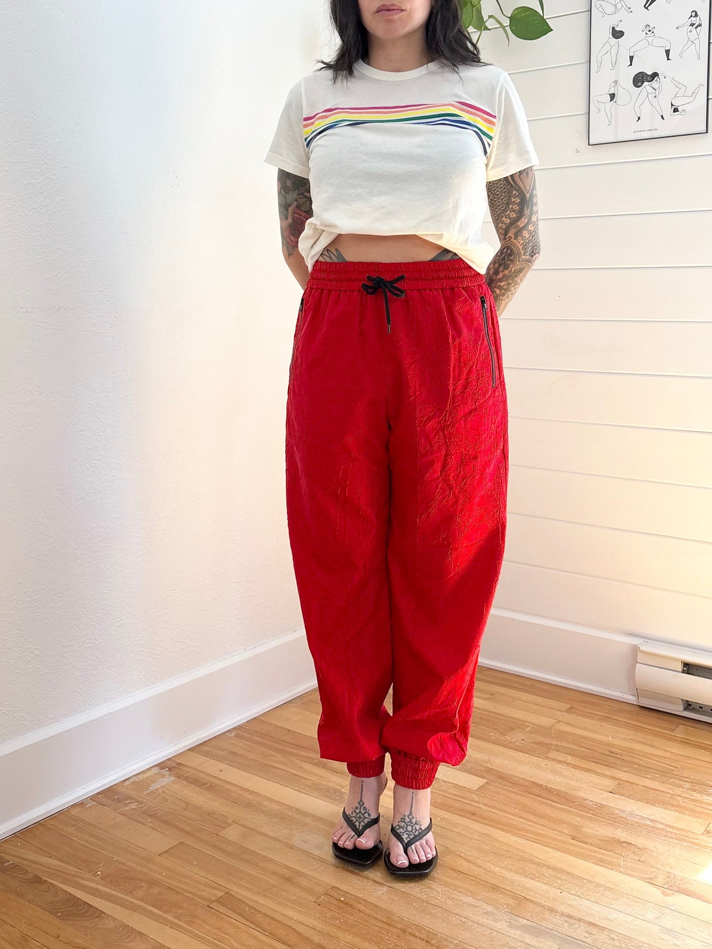 MSGM silk blend crinkled joggers Medium