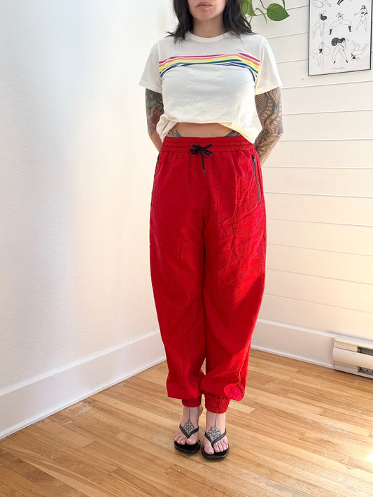 MSGM silk blend crinkled joggers Medium