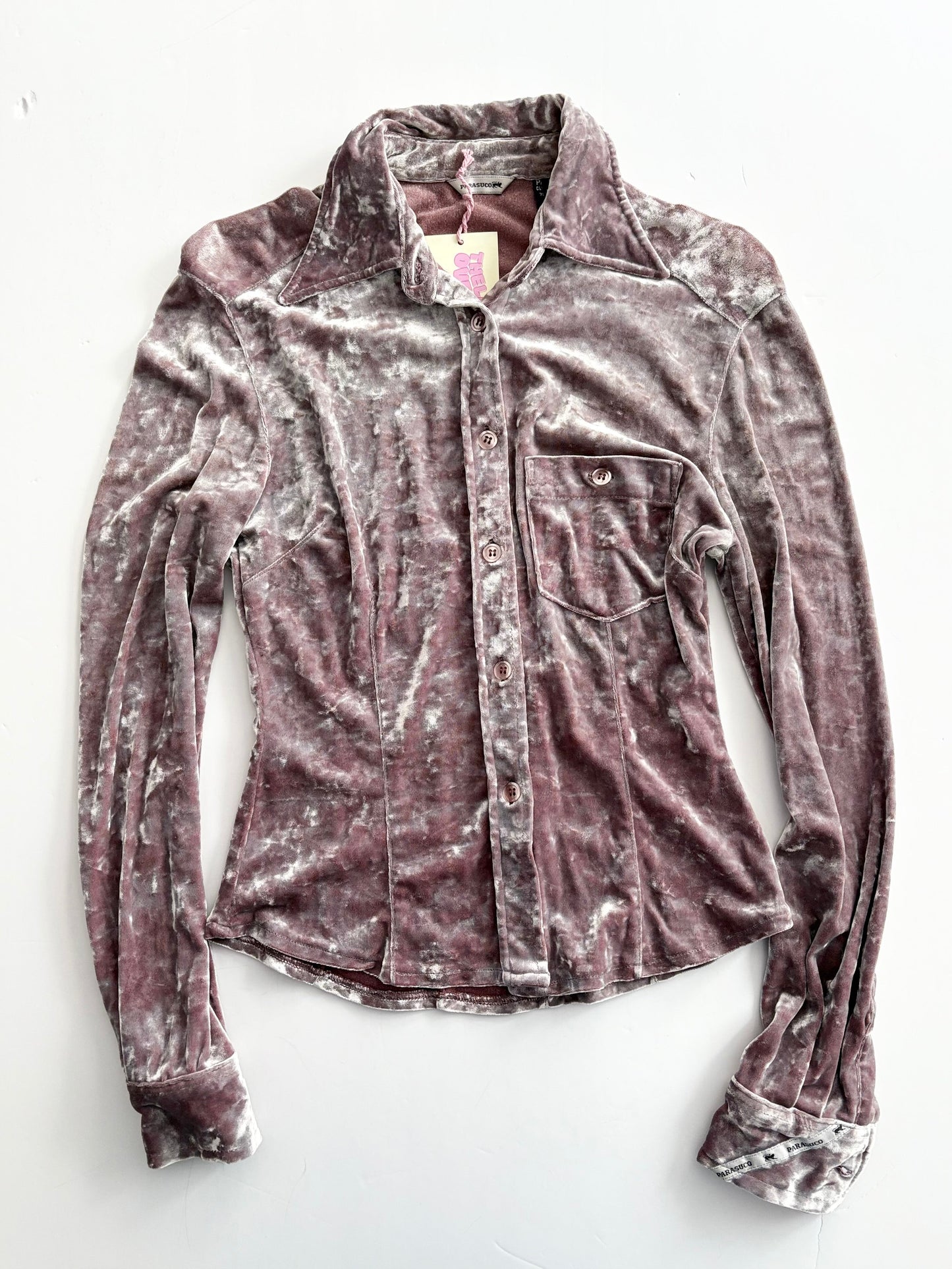 Y2K Parasuco velvet slim button up XS/S
