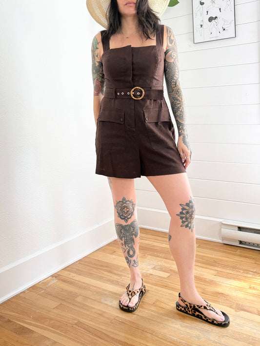 House of Harlow linen belted romper Medium