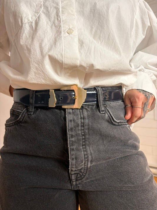 Vintage patent leather belt XS