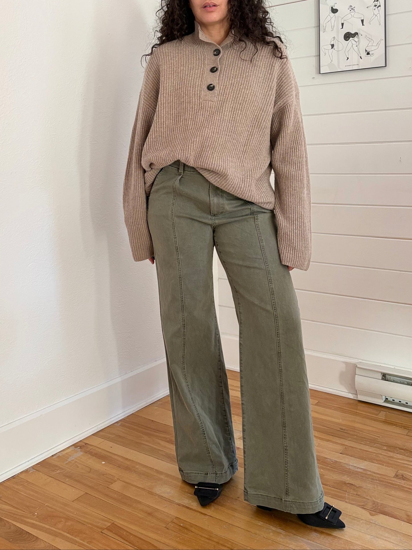 Everlane the cocoon henley in wool cashmere L/XL