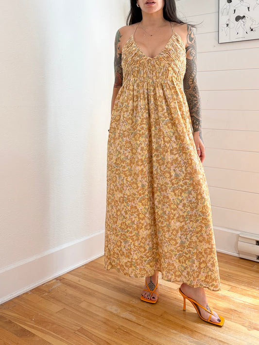 Treasure & Bond smocked floral midi dress Small