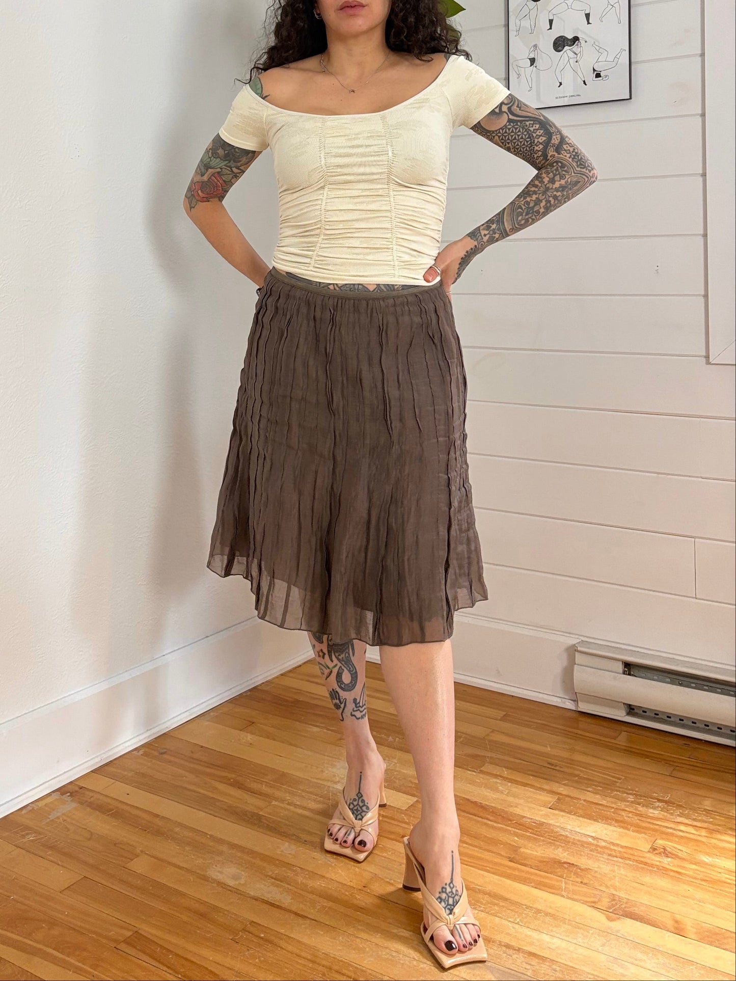 Nic + zoe crinkle chiffon midi skirt L/XL