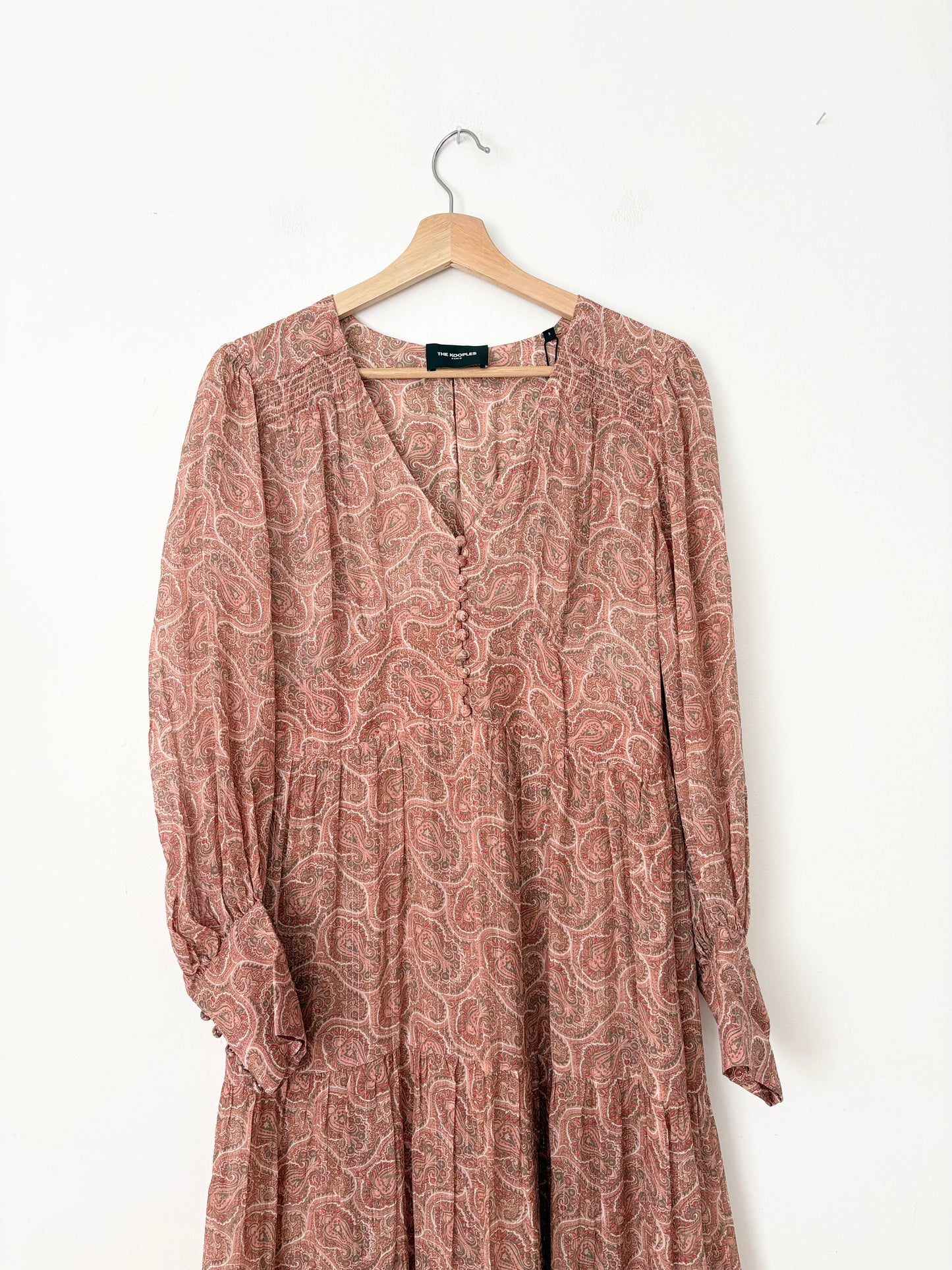 Robe longue en soie mélangée à imprimé paisley The Kooples M/L
