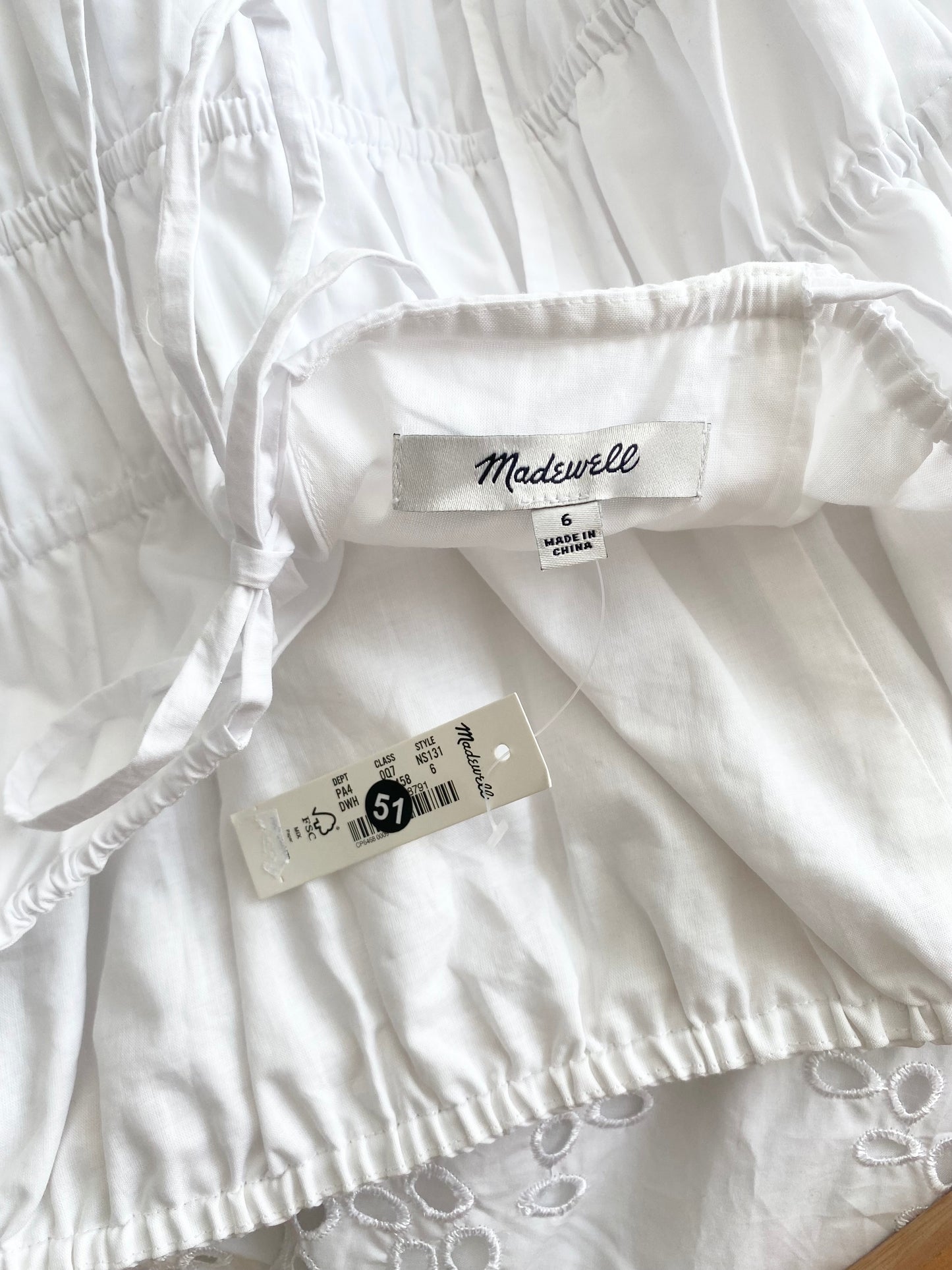 Madewell embroidered tank dress in poplin Medium