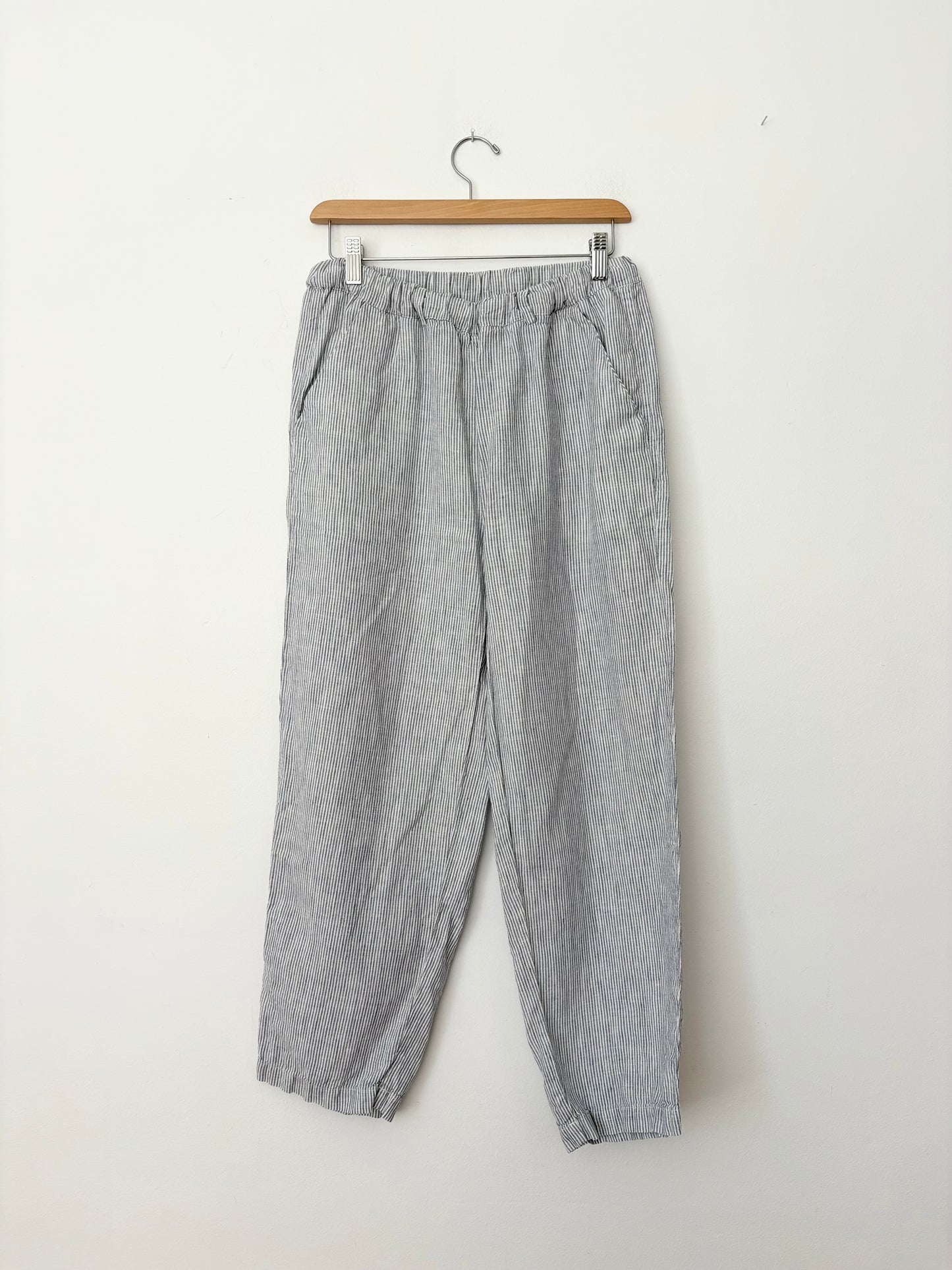 Quince linen stripe ankle pants Small