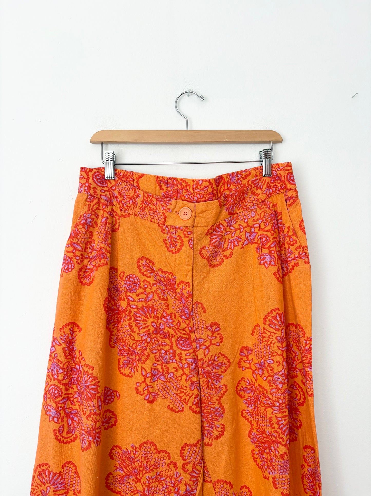 Caroline Constas Linen blend floral pants Large