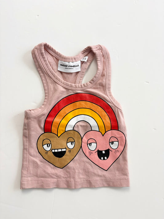 Mini Rodini heart tank top 0-3months