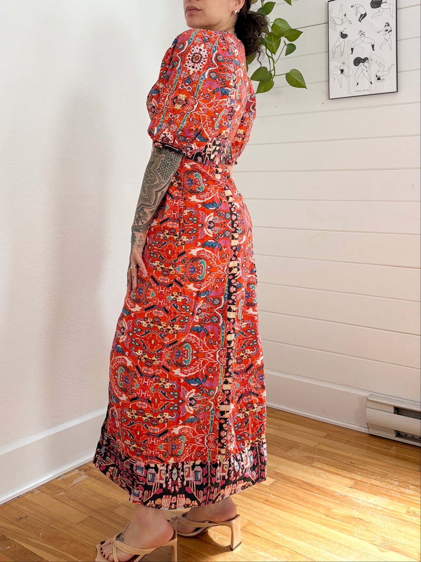 Anthropologie floral printed maxi dress Medium