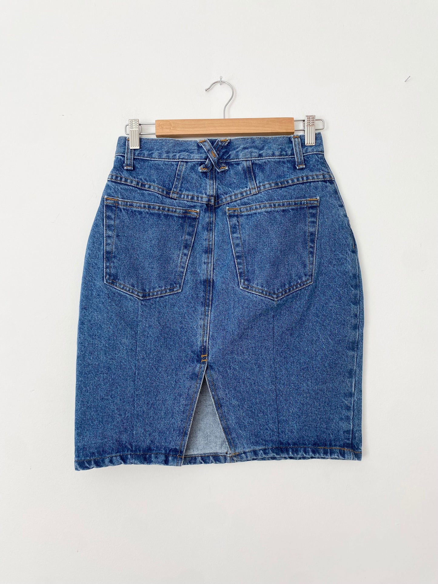 Vintage high waist denim midi skirt W27