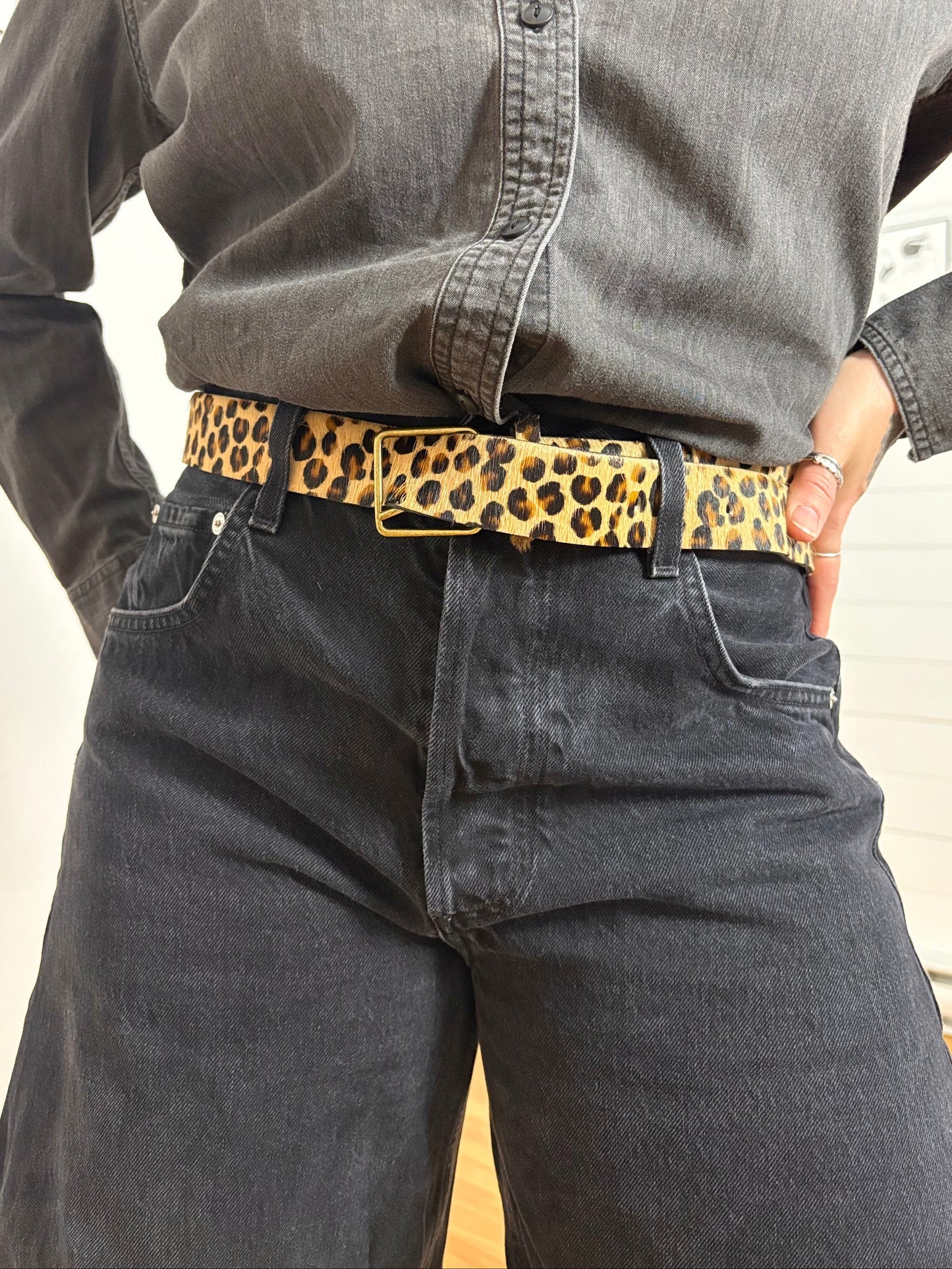 Ceinture Monoprix en cuir léopard L/XL