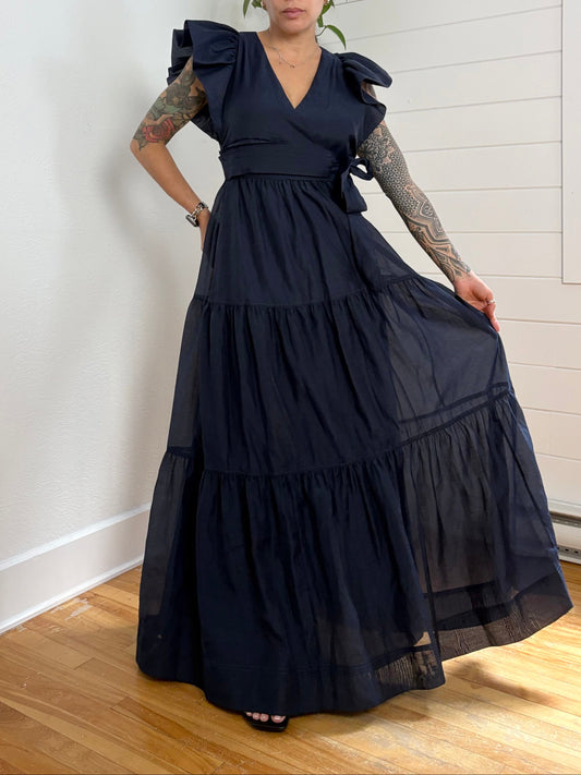 Robe longue étagée en organza Simkhai Petite