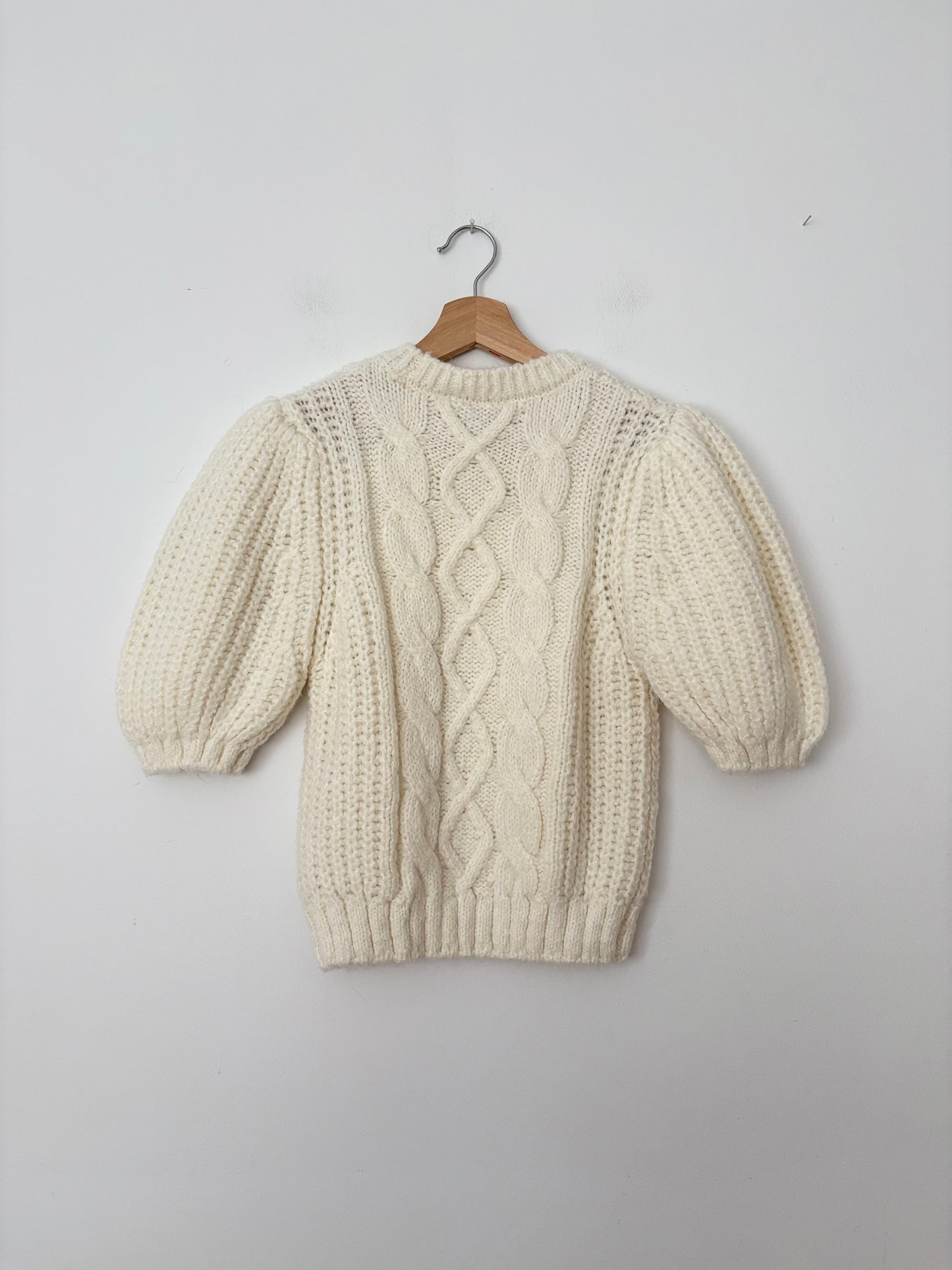 Industry cream cable knit puff sleeve sweater Medium