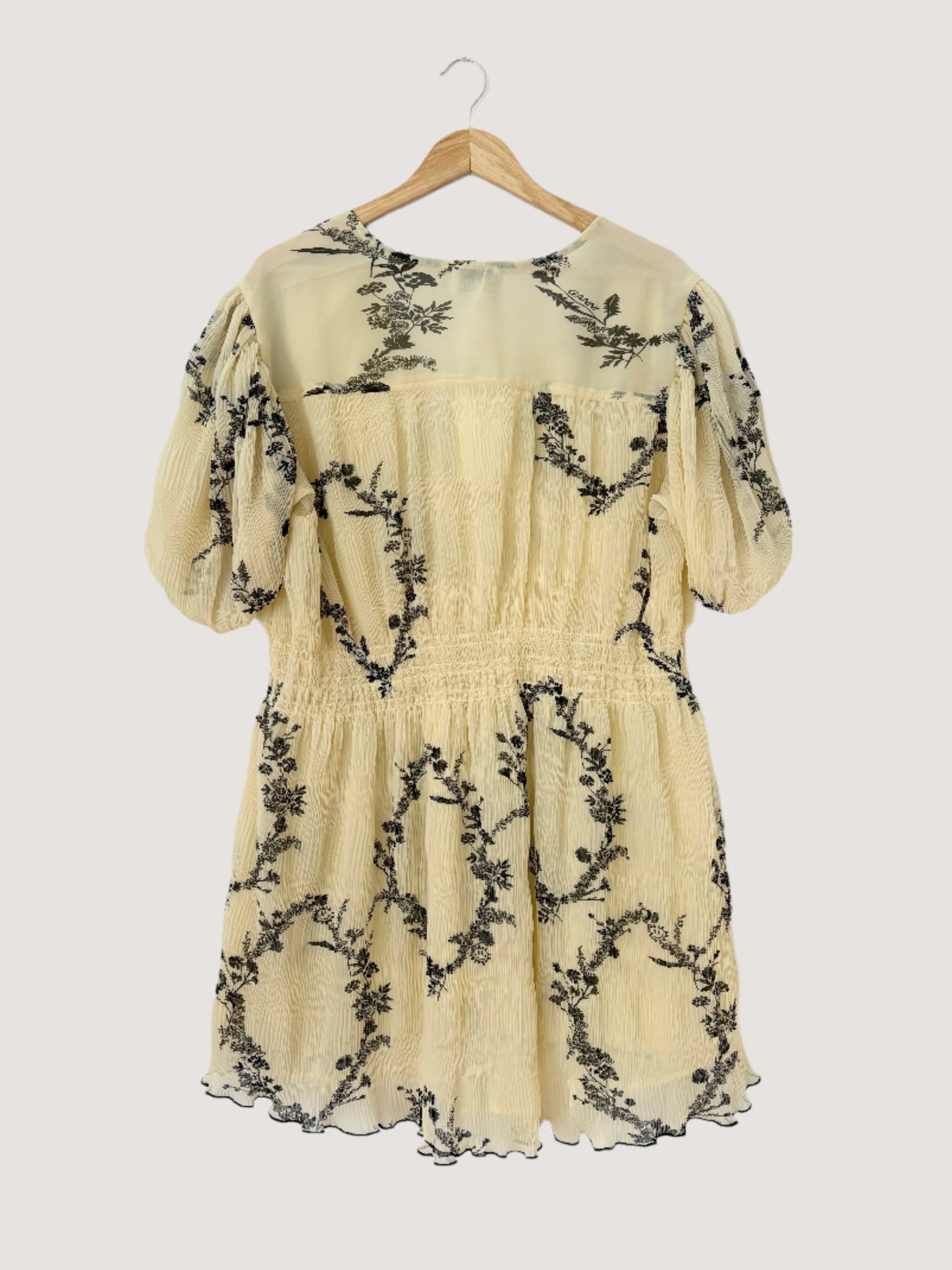 Ganni Floral pleated georgette mini dress L/XL