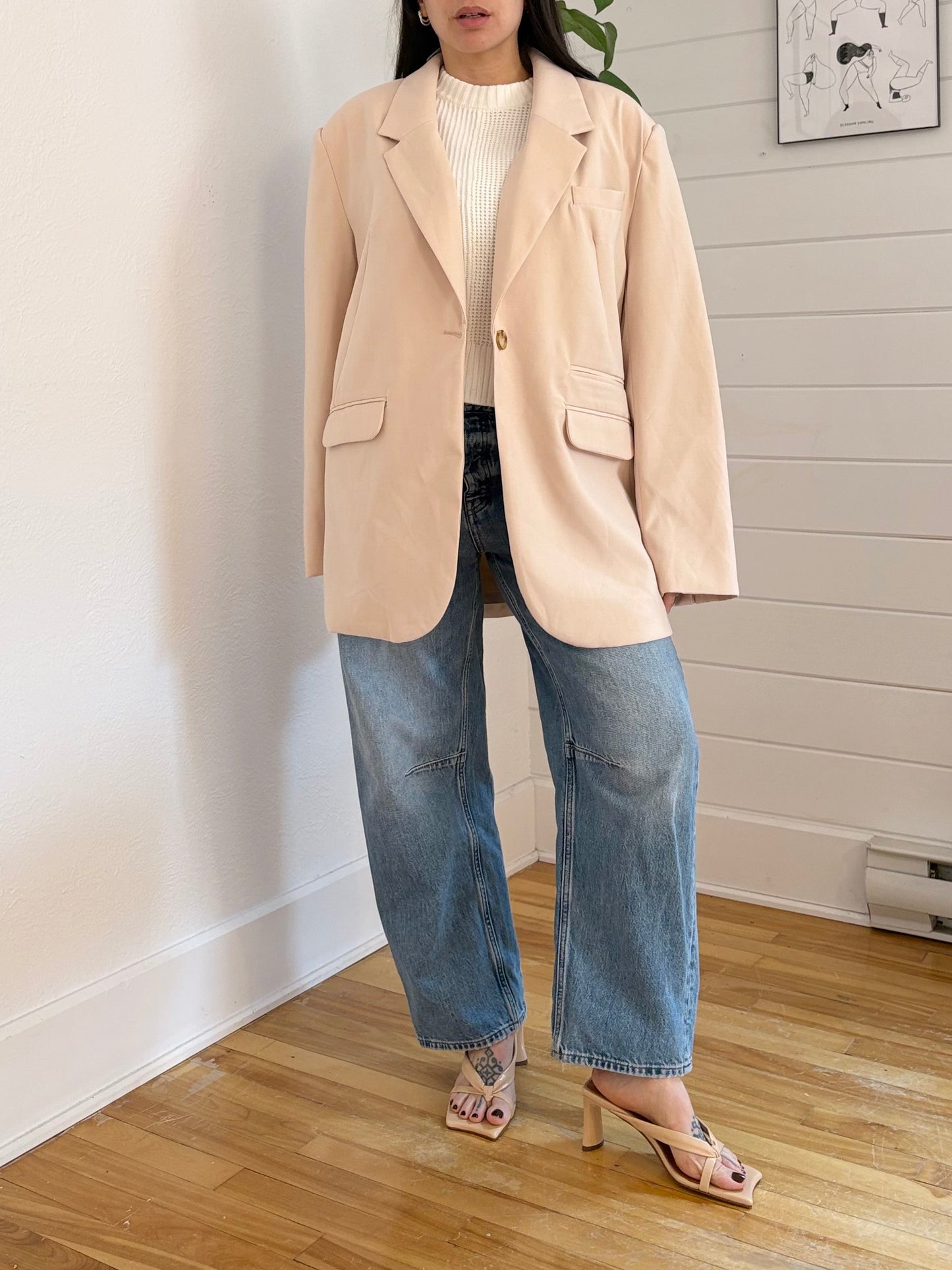 Free People paper cut oversized blazer M/L
