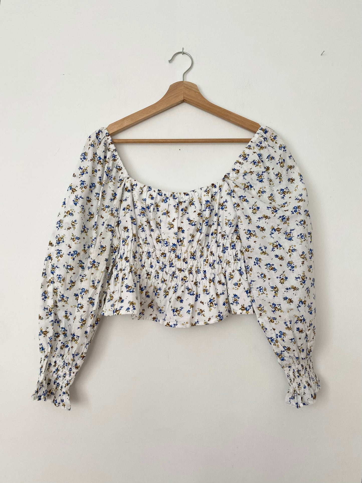 O.P.T smocked floral blouse Large