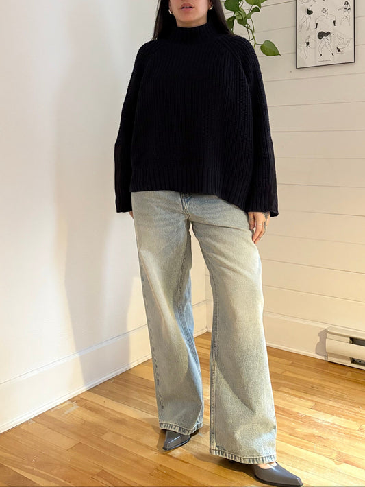 525 America navy cable knit sweater L/XL